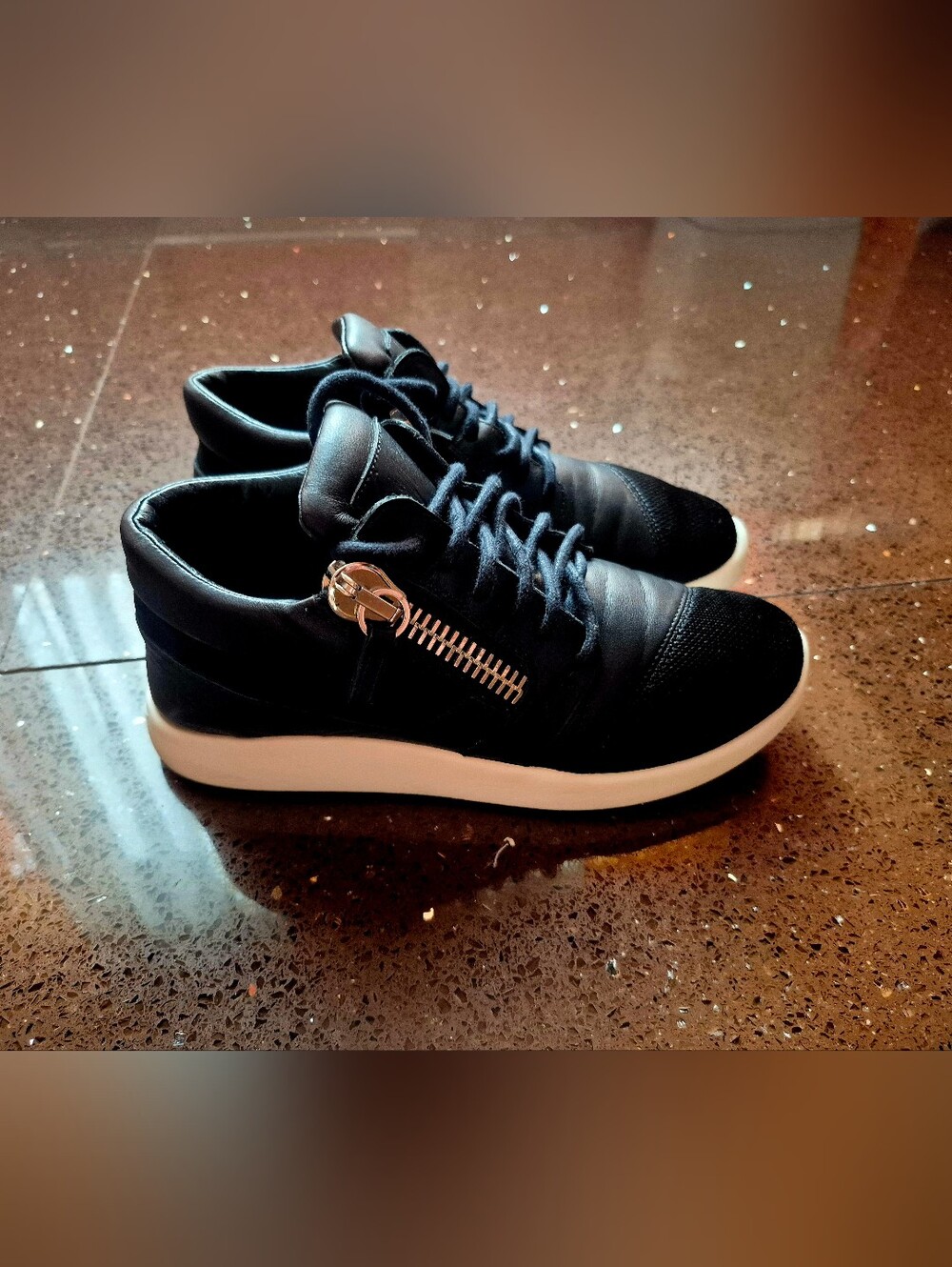 Giuseppe Zanotti Sneakers with White Sole and Decorative Side Zip